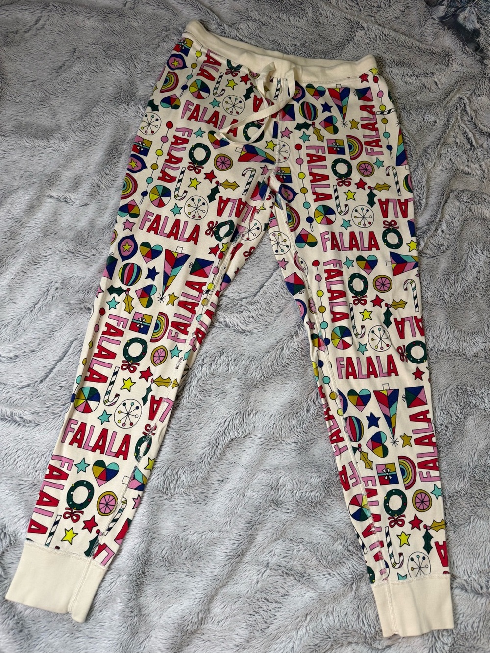 Hanna Andersson Christmas Falala Print Pajama Pants Size M Womens Long john